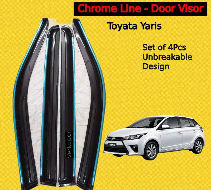 Chrome Line Door Visor for Yaris / Wind visor/ Rain Visor/ Wind Deflector/ Rain Guard for Yaris