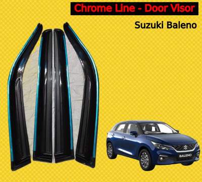Car Chrome line Door Visor for Maruti Suzuki Baleno / rain visor / sun visor chrome line